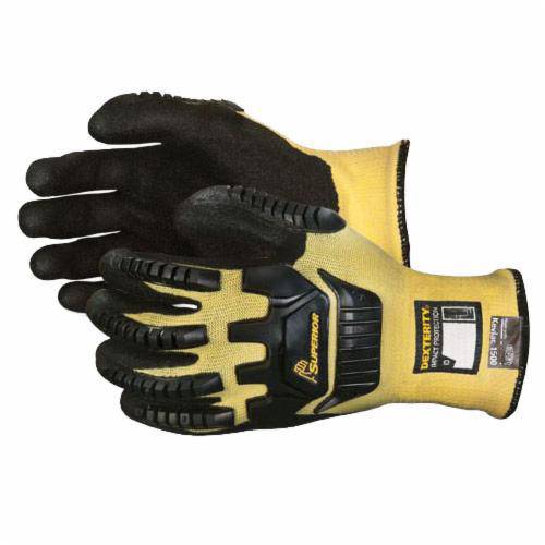 Superior Glove Dexterity SKGPNVB/L blended Kevlar gloves with micropore nitrile palms and anti-impact taper back, large size.