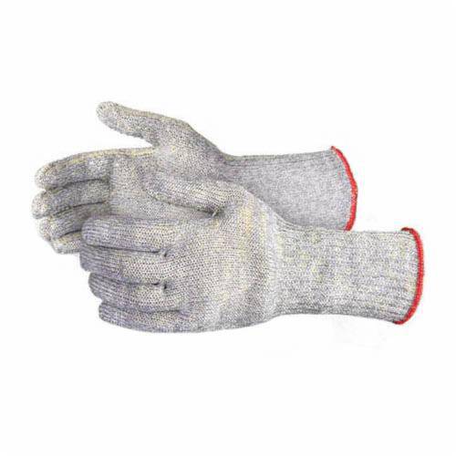 Superior Glove Emerald CX SCX4D6C/L cut-resistant reusable slabber gloves with PVC dots on three fingers, 6-inch cuff, large size.
