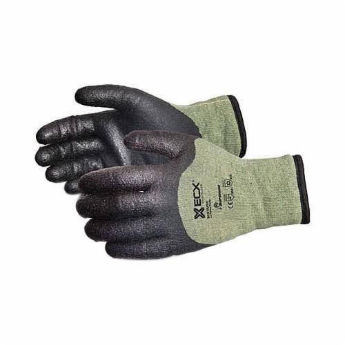 Large Superior Glove Emerald CX SCXTAPVC/L reusable gloves with Kevlar, steel, nylon, terry wool lining, and PVC-coated palms.