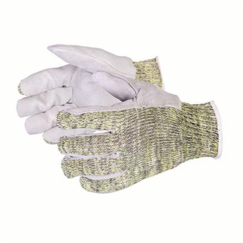 Superior Glove Emerald CX SKWCPLP/XS reusable gloves with Kevlar, wire, poly material and split leather palms, X-small size.