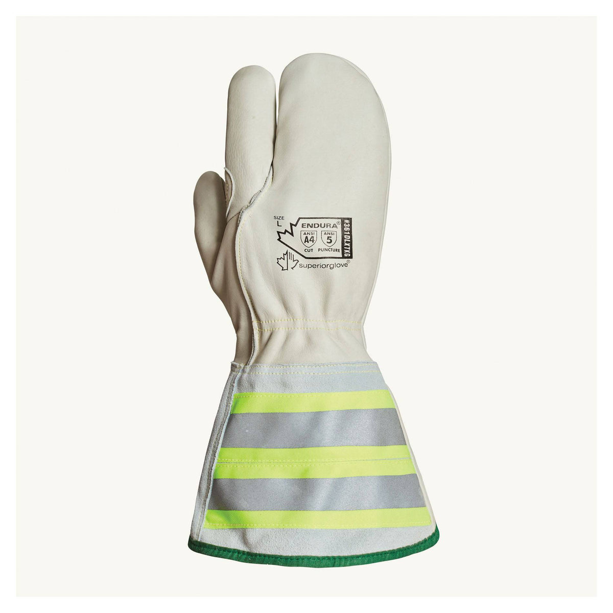 Superior Glove Endura 361DLXTKGXL deluxe 1 finger lineman mitt with Kevlar and Thinsulate lining, 6-inch reflective cuff, X-large size.