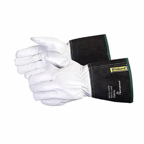 Superior Glove Endura 370GFKLL tig welder gloves in goatskin leather with Kevlar lining and 4-inch split cuff, large size.
