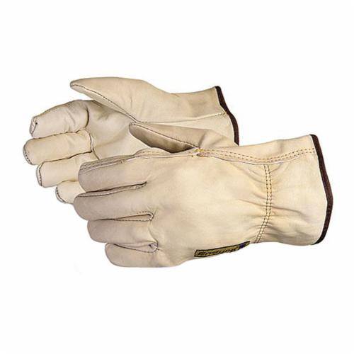 Superior Glove Endura 378AFLXL cowgrain drivers glove with elastic back and fleece lining, size X-Large, reusable work glove.
