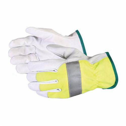 Superior Glove Endura 378GAHVBS goatskin drivers glove with hi-viz yellow back and silver stripe, small size.