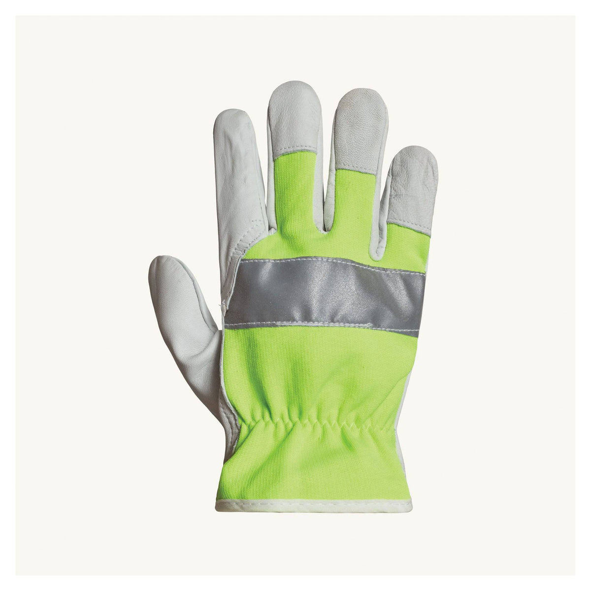 Superior Glove Endura 378GAHVBXXL goatskin drivers glove with hi-viz yellow back and silver stripe, 2X-large reusable safety glove.