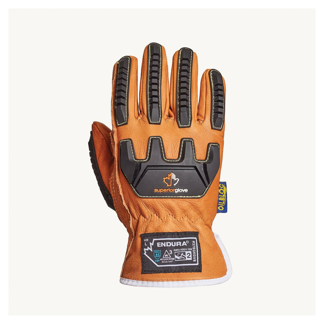 Superior Glove Endura 378GKGVBXS Oilbloc goat-skin drivers gloves with Kevlar lining, X-small size, reusable work gloves.