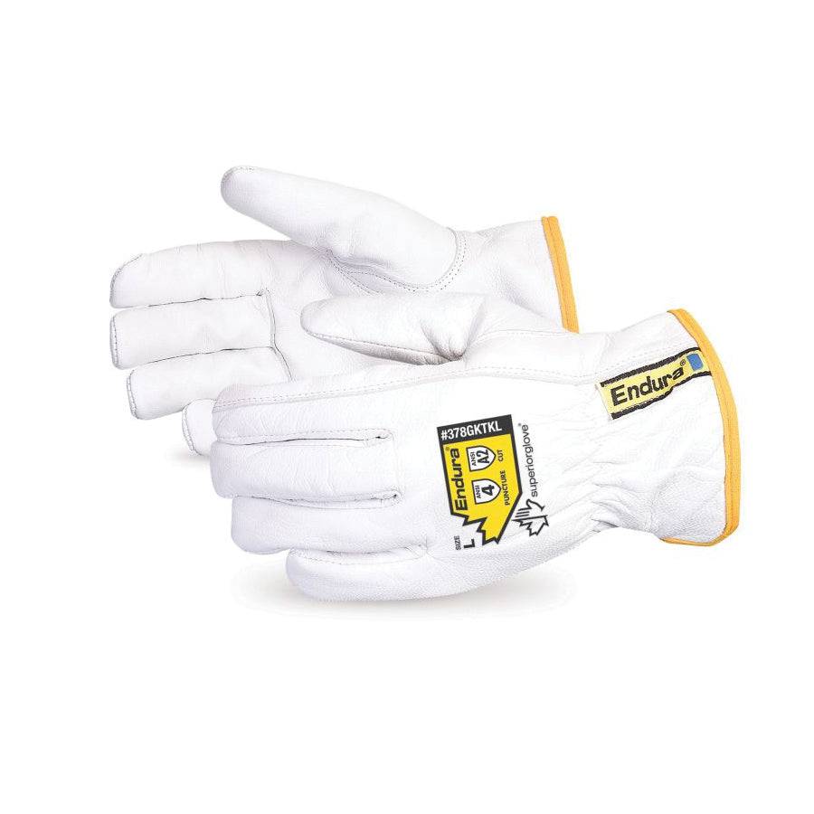 Superior Glove Endura 378GKTKLM goat-skin driver glove with keystone thumb and Kevlar lining, medium size for durable hand protection.