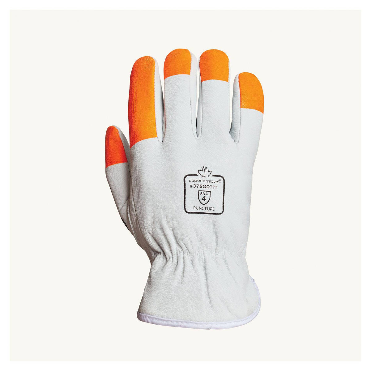 Superior Glove Endura 378GOTTLXS goat-skin drivers gloves with hi-viz orange tips and Thinsulate lining, X-small size.