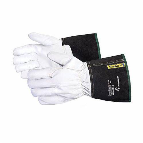 Superior Glove Endura 399GKGL5S goat-skin reusable gloves with blended Kevlar liner and 5-inch split cuff, small size.