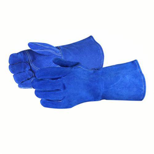 Blue Superior Glove Endura 505BUWS welders gloves with palm patch, fully lined, Kevlar sewn, reusable, one-size safety gloves.
