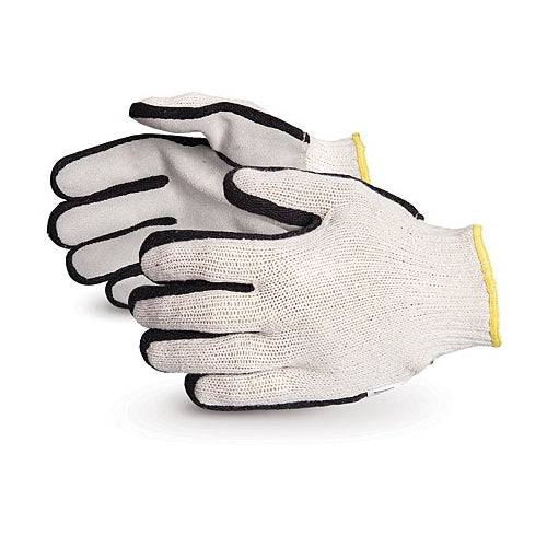 Superior Glove Endura SQSWVB/L reusable string gloves with split leather palms and sidewall construction, large size.