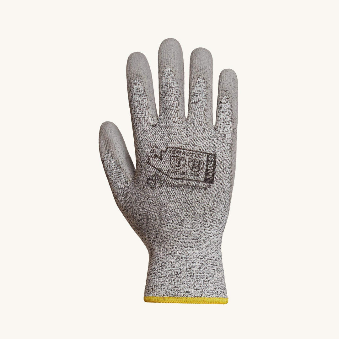 Black goatskin drivers glove from Superior Glove with interlock knit back and wing thumb, size small, reusable work glove.
