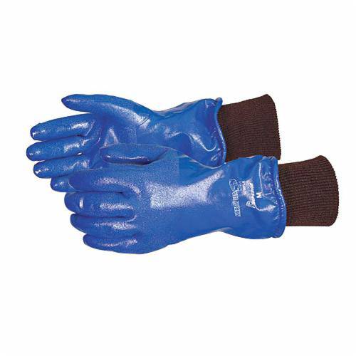 Superior Glove North Sea N230FLKS nitrile coated reusable gloves with fleece lining, knitwrist, cold and oil resistance, 12-inch length.
