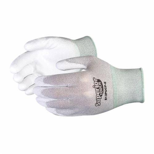 Superior Glove Superior Touch S13PUCF-8 anti-static string nylon and carbon filament reusable gloves with polyurethane-coated palms, size 8.