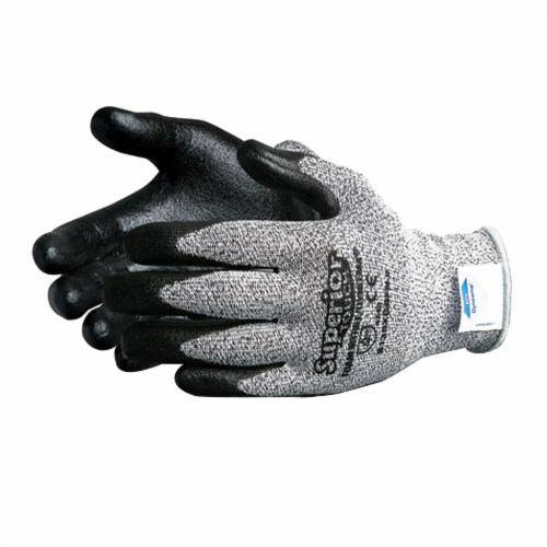 Superior Glove Superior Touch S13SXGBFN9 Dyneema gloves with foam nitrile coated palms in black, size 9, reusable safety gloves.