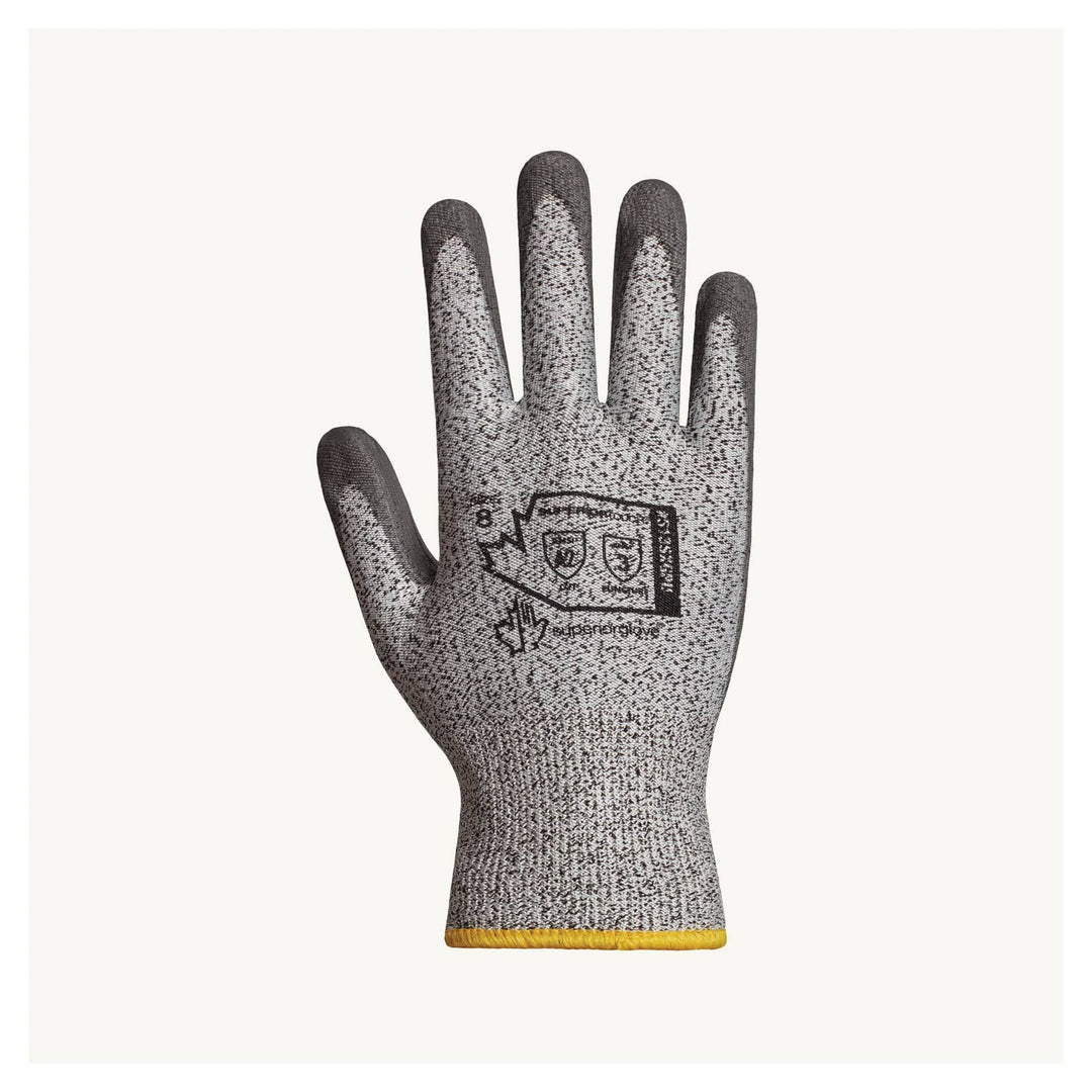 Superior Glove Superior Touch Dyneema gloves with grey polyurethane palms, size 12, reusable safety gloves for industrial use.