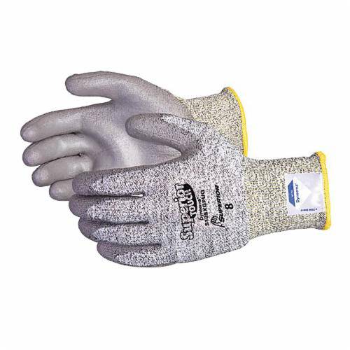 Superior Glove Superior Touch S13SXGPUQ8 cut-resistant Dyneema gloves with grey polyurethane palms, size 8, reusable safety gloves