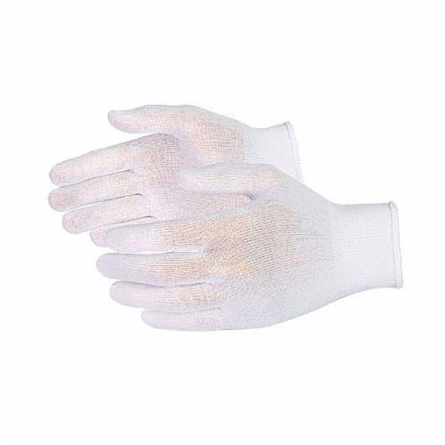 Superior Glove Sure Knit STN120 lint-free cleanroom nylon gloves with knit wrists, large size, reusable gloves for sensitive environments.