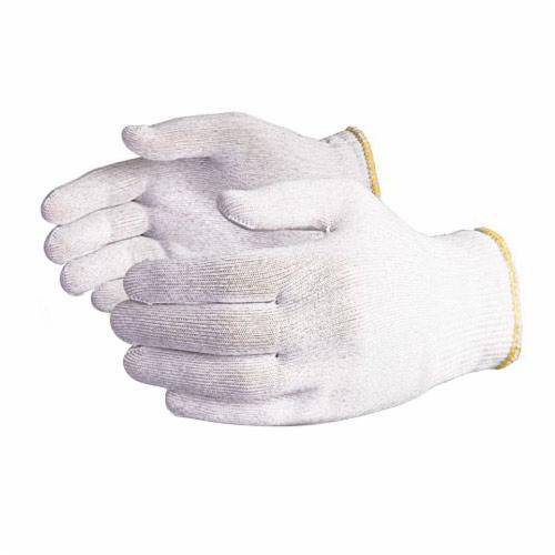 Superior Glove Sure Knit STNCF X-Large anti-static grey nylon and carbon filament reusable gloves on a worker&