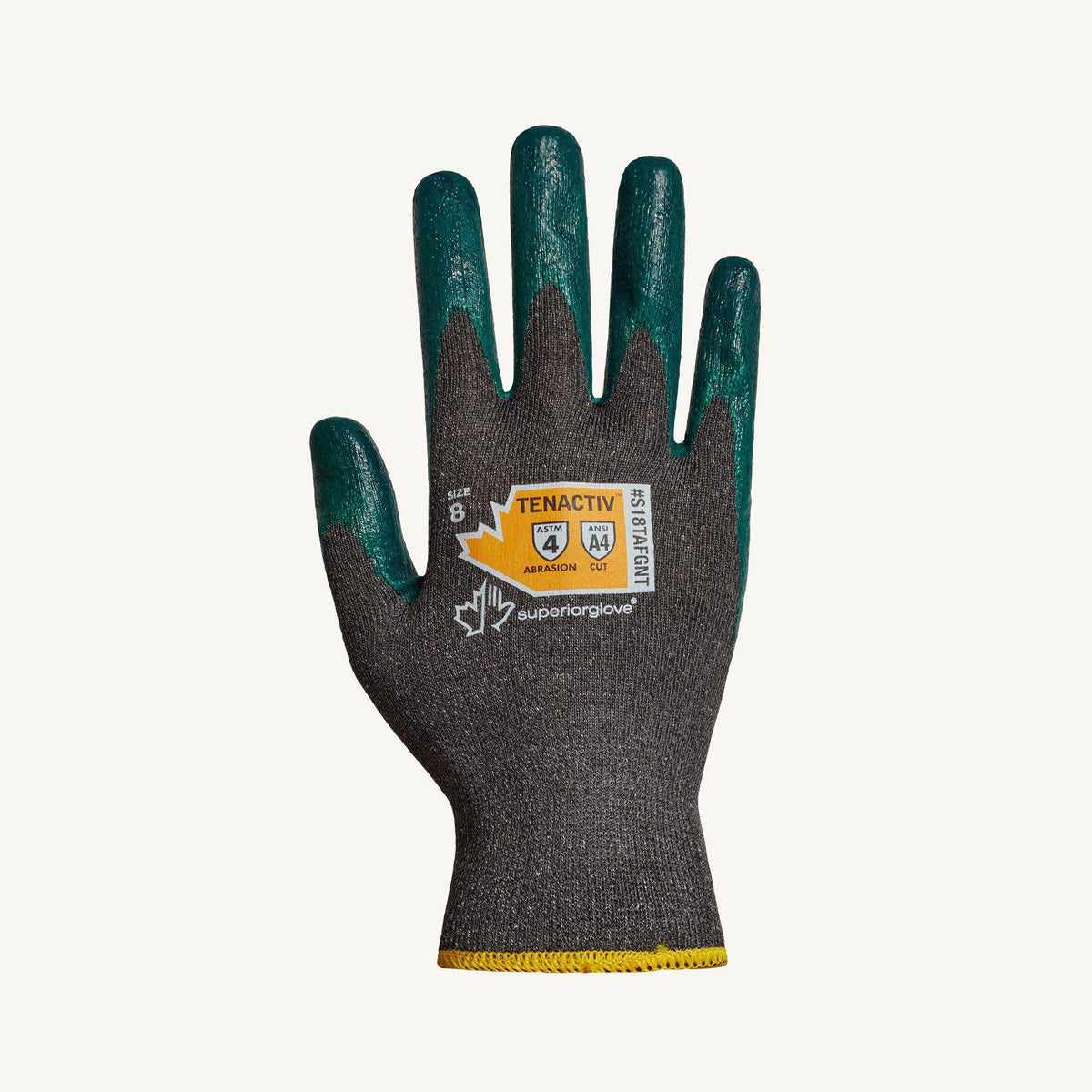 Reusable Superior Glove TenActiv S18TAFGNT-5 with ultra-fine 18-gauge fabric and Fiber Zedcoat nitrile palms, size 5.