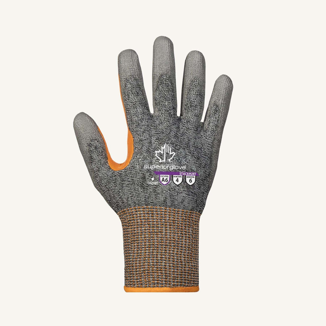 Superior Glove TenActiv STACXPURT-8 cut-resistant reusable glove with reinforced thumb and micropore nitrile grip, size 8.