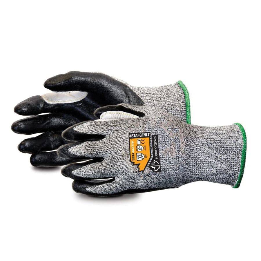 Superior Glove TenActiv cut-resistant reusable glove with foam nitrile palms and reinforced thumb, size 7.