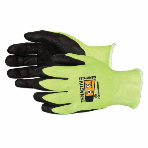 Superior Glove TenActiv Hi-Viz composite knit gloves with micropore nitrile palms, size 11, reusable safety work gloves
