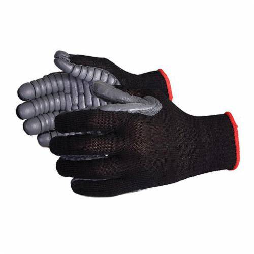 Superior Glove Vibrastop S10VIB/M string nylon gloves with anti-vibration chloroprene palms, medium size, reusable work gloves.