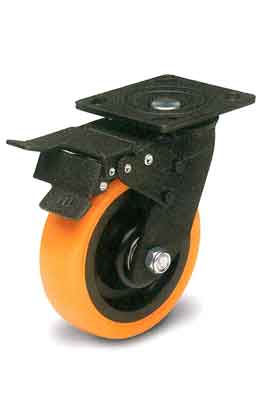 Tuff Grade B07-01A-100-262 - Caster 4 Inch Tlb Swivel Orange Polyurethane 600 Lb Cap - eGrimesDirect