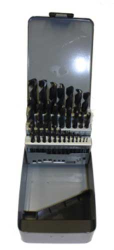 Tuff Grade HSS drill bits set with 29 black oxide coated M2 drill bits from 1/16 to 1/2 inch size.