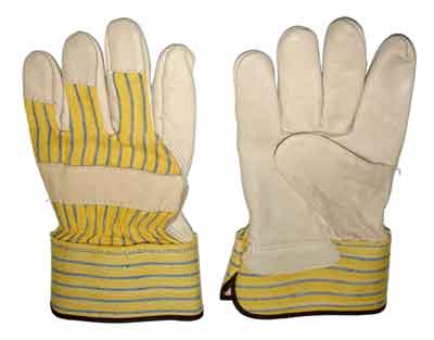 Tuff Grade grain leather fitter's gloves with 1P palm, large size, durable construction for heavy-duty work.