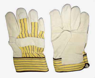 Tuff Grade TGG-400-L grain leather fitter's gloves with patch palm, large size, durable work gloves for construction and trades.