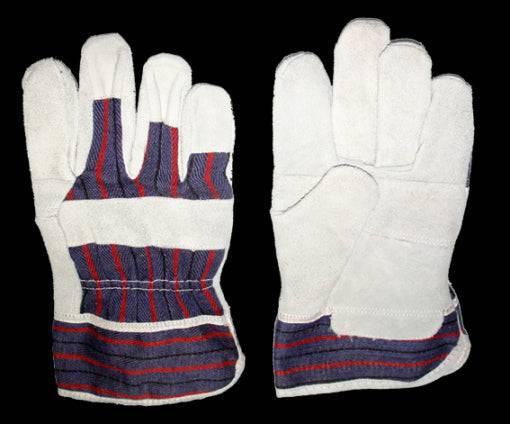 Tuff Grade TGG-416-L split leather fitter's gloves with patch palm, large size, designed for hand protection and durability.
