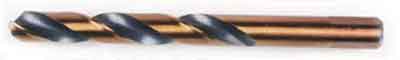 Tuff Grade HSS jobber drill bit 13/32 inch with black and gold two-tone finish, designed for metal drilling.