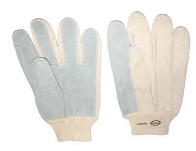 Tuff Grade TGG-606-L large cotton knit wrist gloves with leather palms, designed for durability and comfort.