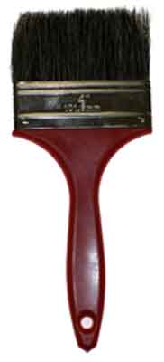 Tuff Grade 3-inch red paint brush with wooden handle, ideal for smooth paint application and detailed wall work.