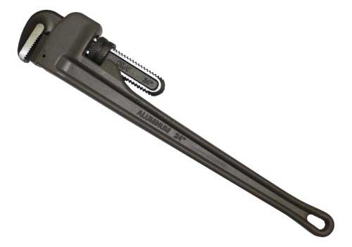 Tuff Grade 380027 10-inch aluminum pipe wrench with adjustable jaw for plumbing and pipe fitting tasks.