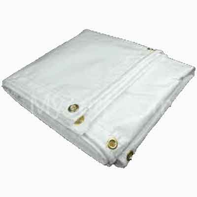 Clear and white Tuff Grade TARP-1520-CLEAR tarp, 15x20 feet, made of durable material for outdoor weather protection.