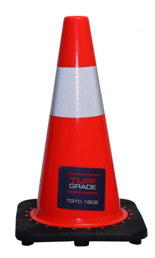 Orange Tuff Grade TC-H4U-18 traffic cone, 18-inch with reflective collar and 3 lbs weight for safety and visibility.