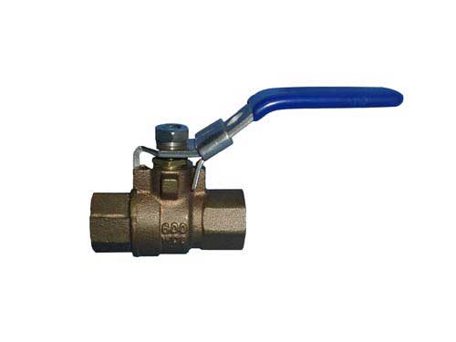 Tuff Grade 1-1/4 inch brass ball shut-off valve with full port, lead-free, suitable for plumbing applications.