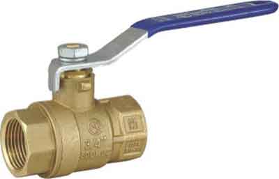 Tuff Grade 1/2 inch brass ball shut-off valve with full port and threaded connections for plumbing applications.