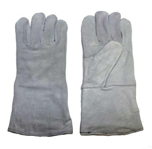 Tuff Grade TGG-502-L leather welding glove with wing thumb for protection during welding tasks.