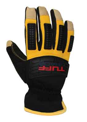 Tuff Grade TGG-517-XL black deerskin work gloves with full palm lining, designed for durability and extra-large size.