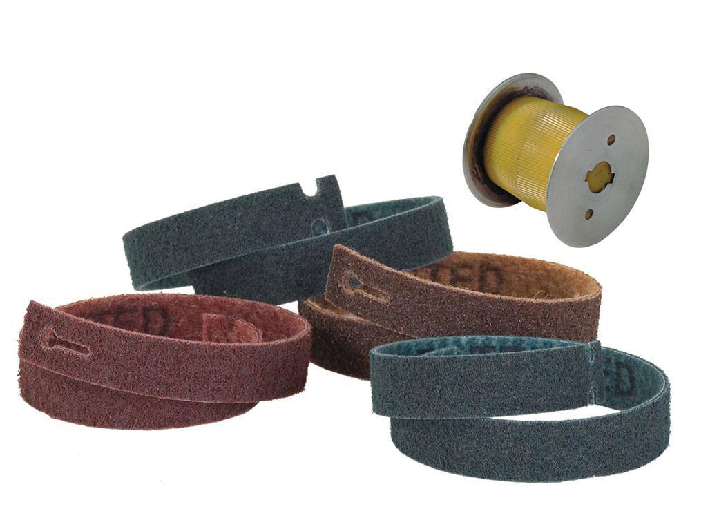 WALTER 07H992 backup pads with hand rail finishing kit, belt drive roller attachment, and four T-lock belts for industrial finishing.