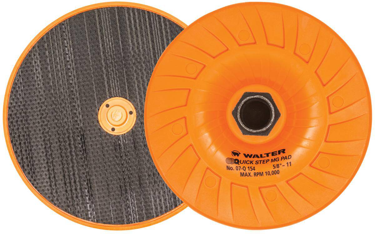 WALTER 07Q154 5-inch Qs Mg backup pad for sanding and polishing applications, shown in close-up view.