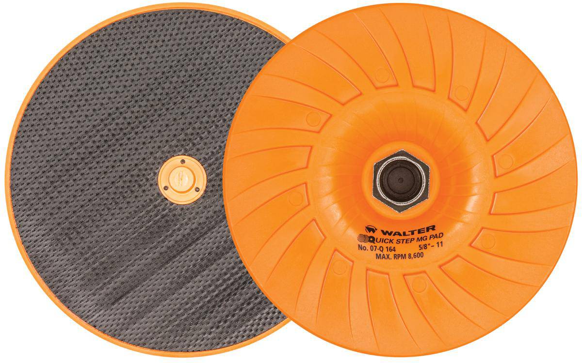 WALTER 07Q164 6 Qs Mg Backup Pad, a durable grinding backup pad with magnesium construction for industrial welding and grinding tasks.