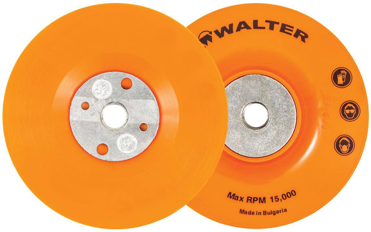 Walter 15D030 backup pad with M10x1.25 threading, designed for polishing and sanding applications.