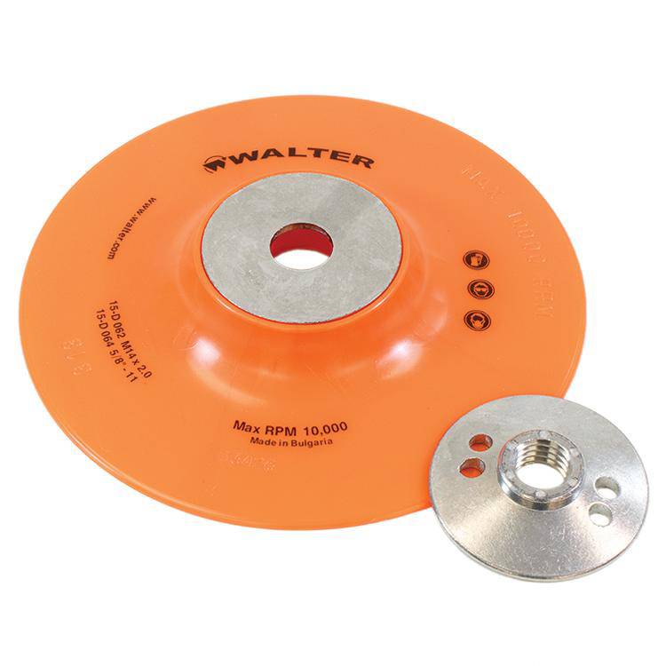 WALTER 15D064 backup pad, 6-inch size with 5/8-11 threaded connection for grinding and polishing applications.