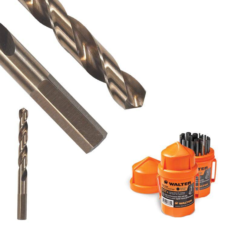 Walter 01A004 1/16 inch SST Jobber Quick Shank drill bit displayed with metal shank and cutting tip for precision drilling.