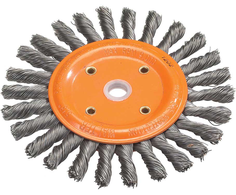 Walter 13B280 8-inch knot twist bench grinder brush for metal grinding and finishing, designed for industrial use.
